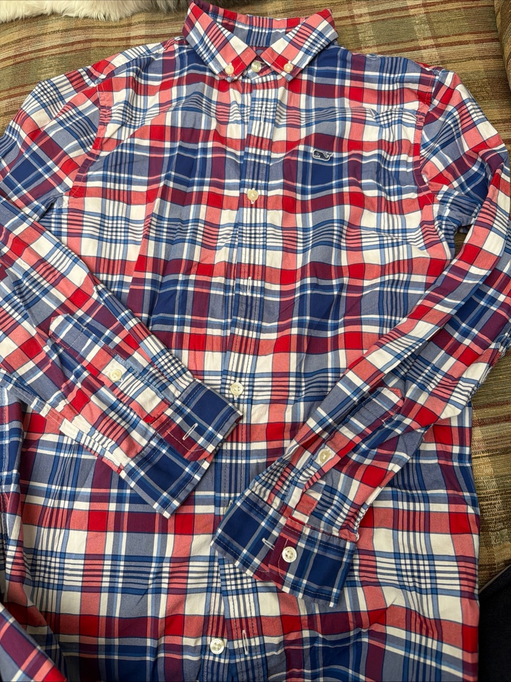 Vineyard Vines Red, Blue & White Plaid Button-Down Shirt
